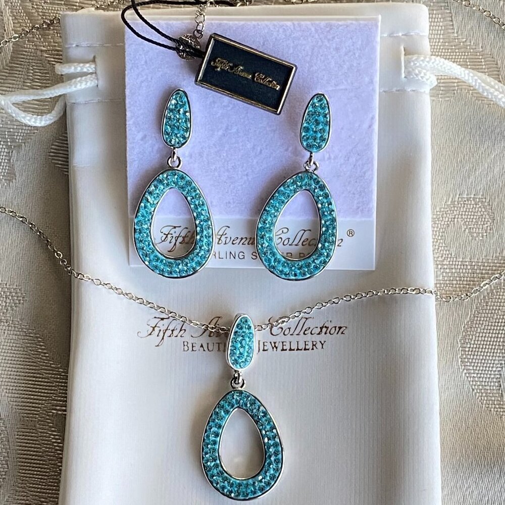 Fifth Avenue Robin's Egg Blue Swarovski Crystal Necklace & Earrings​​ Set​
